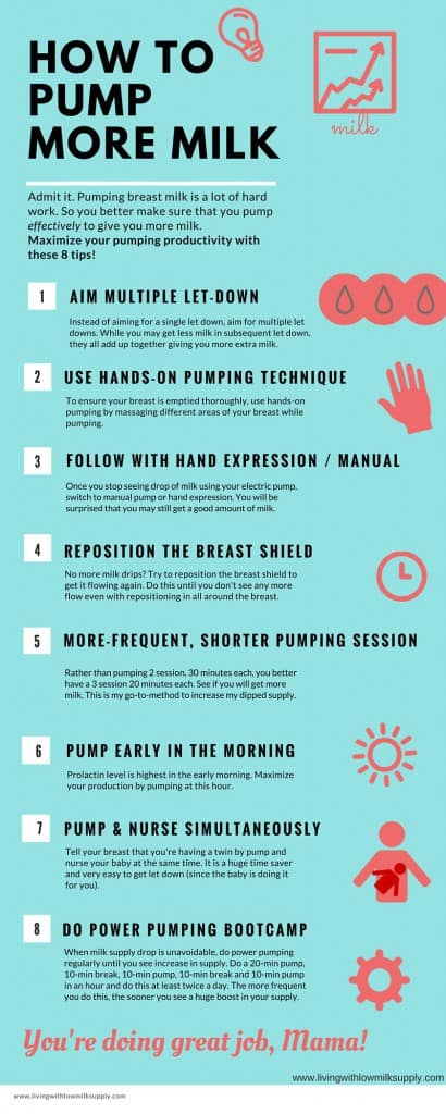 8 Tips for Pumping More Breast Milk. If you are looking for pumping tips to increase your milk production, this is for you! Click over to learn more pumping tips.